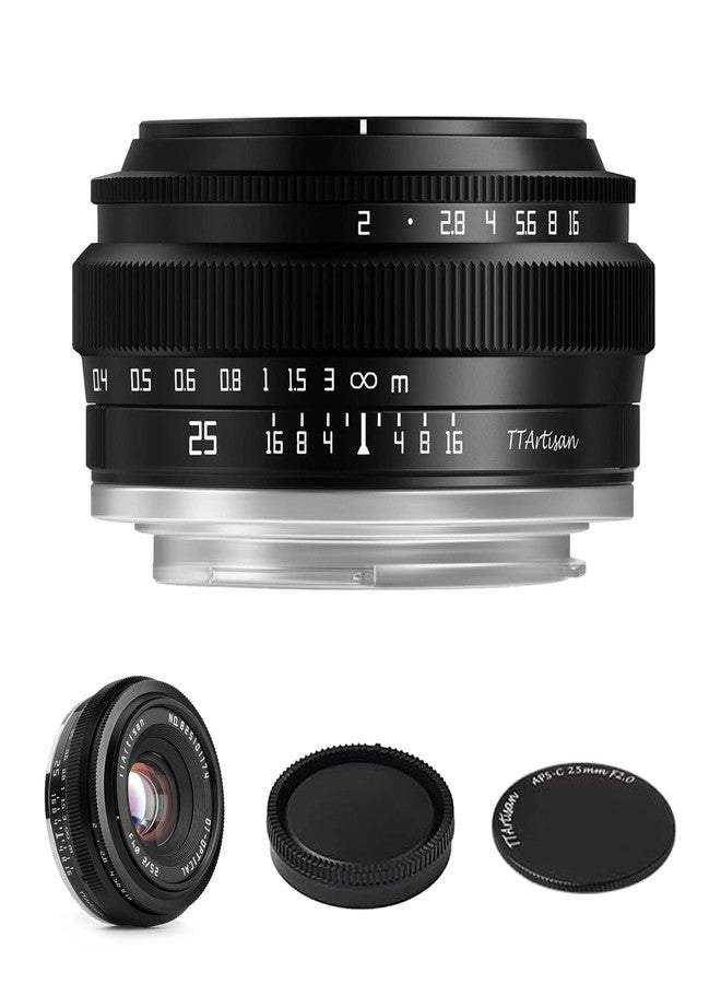 TTArtisan 25mm F2 Wide-Angle APS-C Camera Lens Large Aperture Manual Fixed Lens for Sony E Mount Cameras A6300 A6400 A6500 A6600 NEX-5 NEX-7 NEX5C A7lll A7Rll A7Rlll A7RlV A7SII A7SIII A9 - Image 1